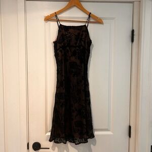 VTG Y2K Babydoll Velvet Burnout Lace Overlay Dress Womens 6 Fairy Whimsigoth 90s